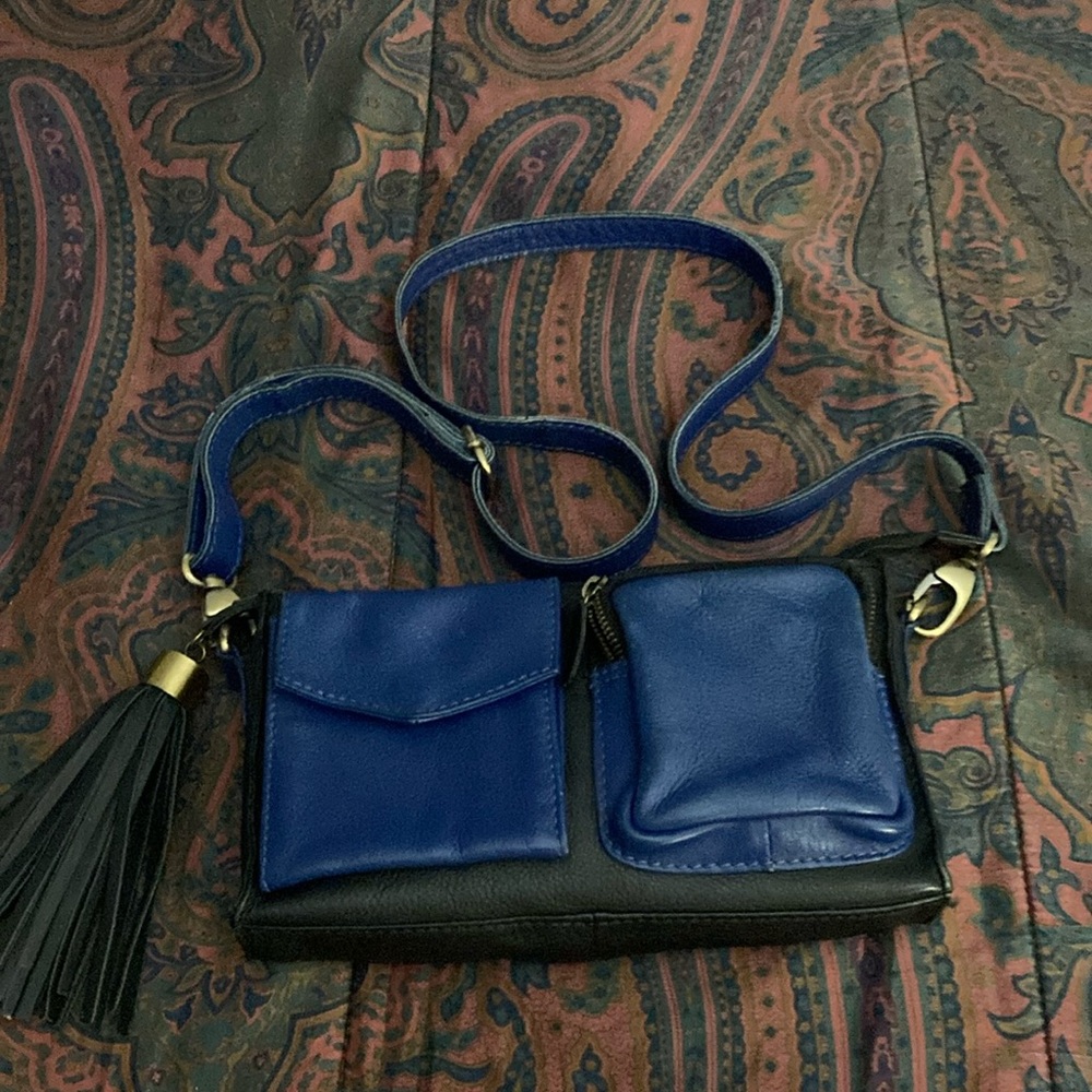 PRINTEMPS-Blue and Black Crossbody Bag